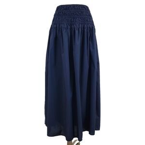 On 34th Smocked Maxi Skirt Navy Blue XL Preppy Nautical Boho